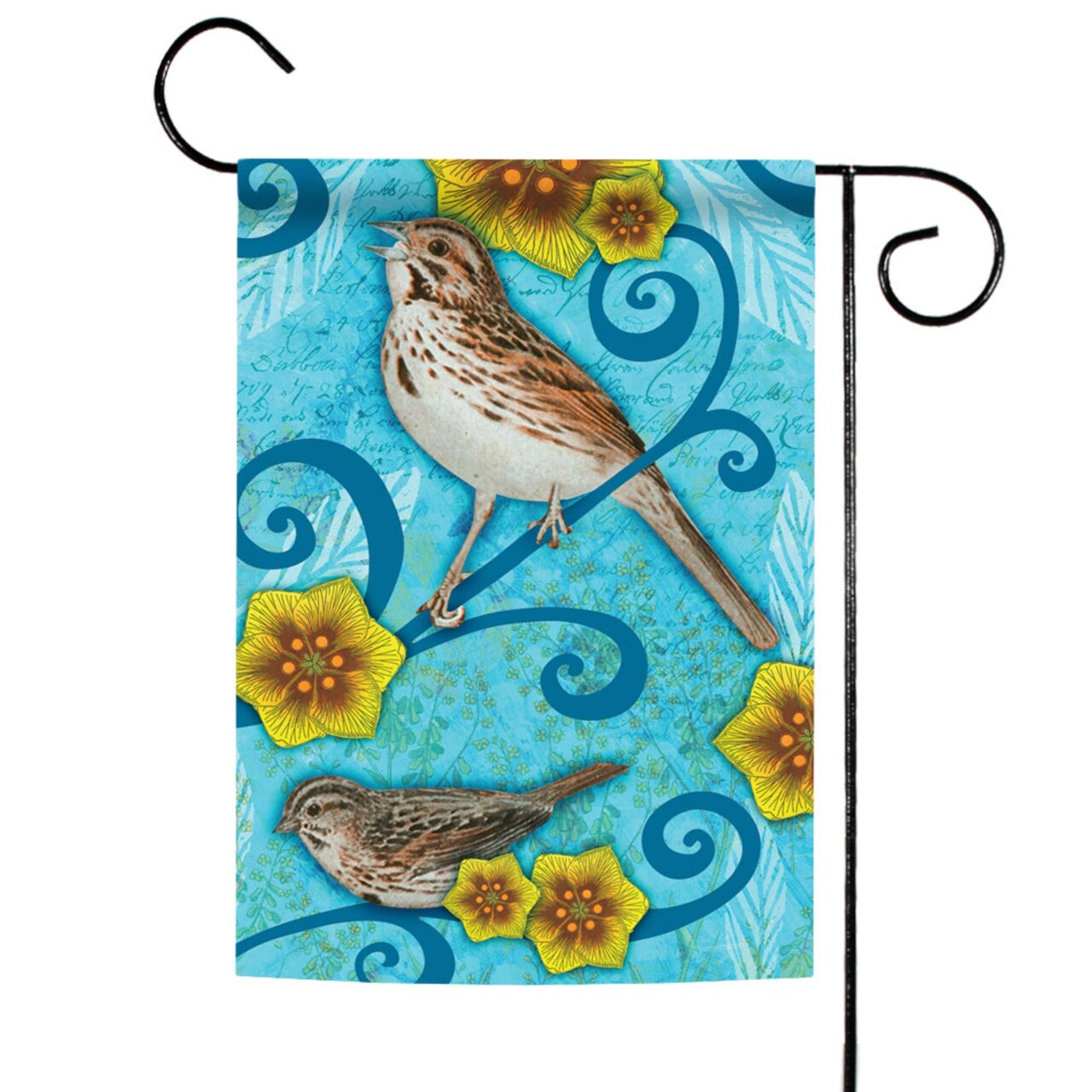 Toland Home Garden Blue and Brown Singing Sparrow Outdoor Rectangular Mini Garden Flag 18" x 12.5"